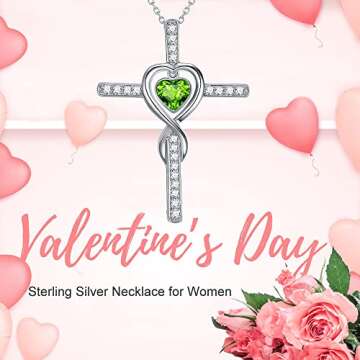 Dorellafor Love Heart Infinity Necklace for Wife Valentines Day Birthday Gifts August Birthstone Per...