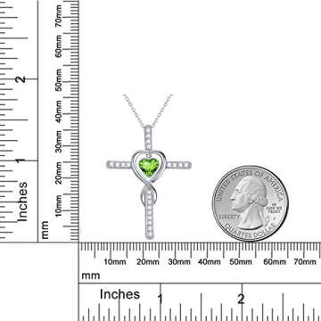 Dorellafor Love Heart Infinity Necklace for Wife Valentines Day Birthday Gifts August Birthstone Peridot Necklace Sterling Silver Jewelry Women