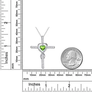 Dorellafor Love Heart Infinity Necklace for Wife Valentines Day Birthday Gifts August Birthstone Peridot Necklace Sterling Silver Jewelry Women