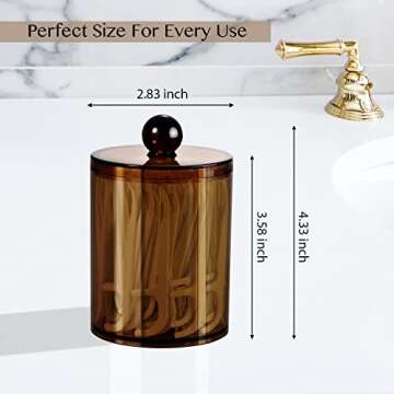 SheeChung 6 Pack Qtip Dispenser Apothecary Jars Bathroom with Labels - Qtip Holder Storage Canister Clear Plastic Acrylic Jar for Cotton Ball,Cotton Swab,Cotton Rounds,Floss Picks, Hair Clips (Bronze)