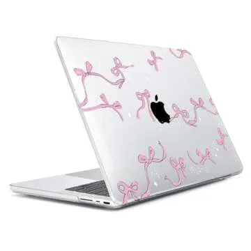 HOHAIYOO Compatible with MacBook Pro 14 inch 2024 2023 2022 2021 M4 M3 M2 M1 A3112 A3185 A3401 A2918 A2992 A2779 A2442 Touch ID, Hard Shell Case with Keyboard Cover&Screen Protector&Webcam Cover, Bows