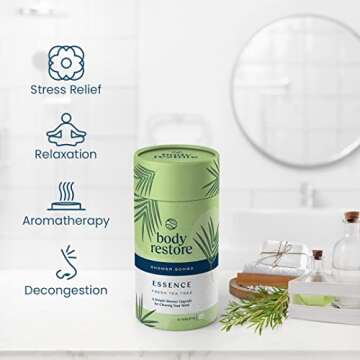 Body Restore Shower Steamers Aromatherapy 6 Pack - Relaxation Birthday Gifts for Women and Men, Travel Essentials, Stress Relief and Self Care - Tea Tree