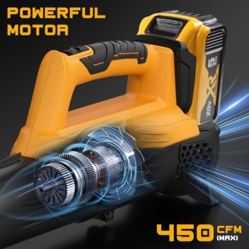 Cordless Leaf Blower, 450 CFM, 130-MPH, Dewalt 20V