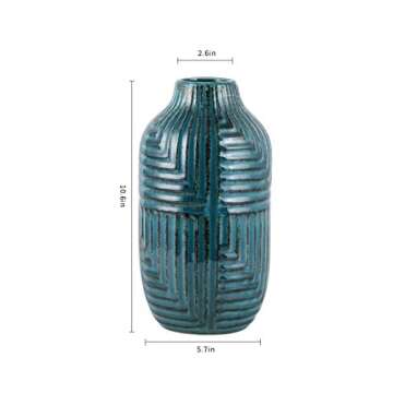 Elegant Teal Ceramic Pottery Vase - Perfect for Modern Home Decor