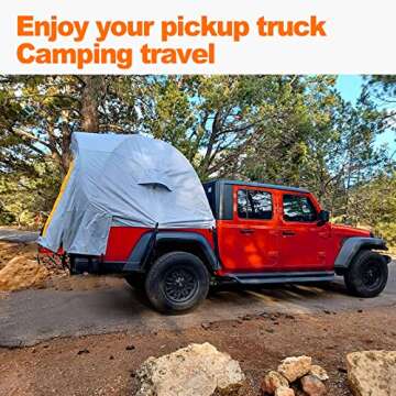 GOTIDY Pickup Truck Bed Camping Tent, Gladiator Truck Bed Tent with Removable Rainfly and Carrying Case, Pickup Truck Tent 5.5 Bed for 5-5.5ft Bed for Jeep Gladiator Full-Size Compact Truck Tent Bed