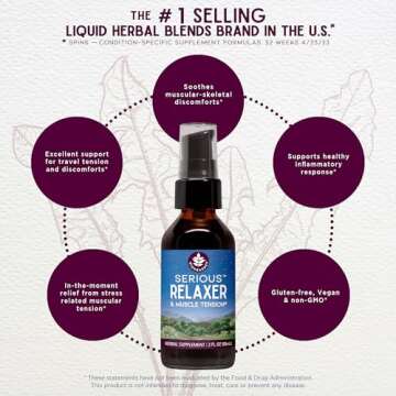 WishGarden Herbs Serious Relaxer & Muscle Tension - All-Natural Muscle Relaxation Herbal Supplement with Wild Lettuce & Wood Betony, Releases Muscle Tension, Relax Muscles & Muscle Discomforts, 4oz