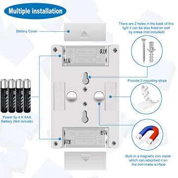 K KASONIC - LED Night Light, 200 Lumen Cordless COB Light Switch, Under Cabinet, Shelf, Closet, Garage, Kitchen, Stairwell and More, Battery Operated (4 Pack)