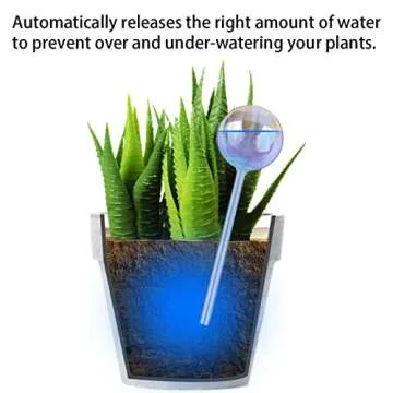 [4 PCS] Light Iridescent Rainbow Gradient Color Clear Glass Self-Watering System Spikes, Automatic Plant Waterer Bulbs
