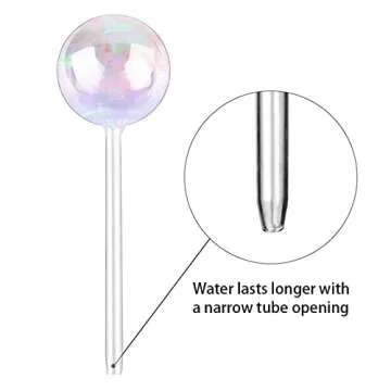 [4 PCS] Light Iridescent Rainbow Gradient Color Clear Glass Self-Watering System Spikes, Automatic Plant Waterer Bulbs