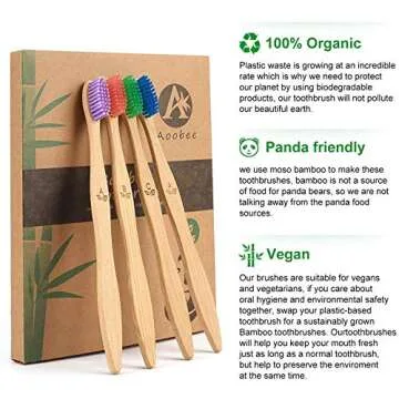 MoSANY 12 Pack Bamboo Toothbrushes, Biodegradable Bamboo Toothbrush, BPA Free Soft Bristles, Eco-Friendly Compostable Natural Wooden Toothbrush, Organic Charcoal Wood ToothBrushes (Multi-Color)