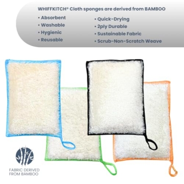 Whiffkitch Bamboo Fiber Sponges for Eco-Friendly Cleaning