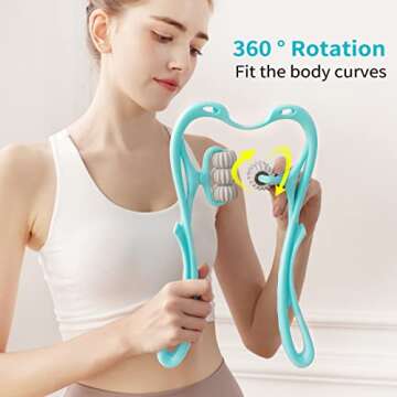 Lalitar Neck Massager for Pain Relief Deep Tissue Neck Massager, Pressure Point Neck Massager Handheld Upgrade 6 Wheel Pressure Point Neck Roller Massager Tool Black