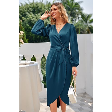 Newshows Satin Cocktail Midi Dress for Women 2023