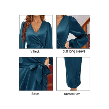 Newshows Satin Cocktail Midi Dress for Women 2023