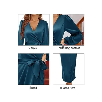 Newshows Satin Cocktail Midi Dress for Women 2023