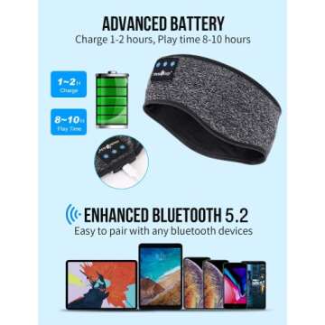 Bluetooth Beanie Headphones for Men Women, TOPOINT Bluetooth 5.2 Wireless Music Beanie Headphones Hat with HD Stereo,Washable,Built-in Microphone for Home, Travel, Hiking, Skiing