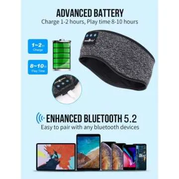 Bluetooth Beanie Headphones for Men Women, TOPOINT Bluetooth 5.2 Wireless Music Beanie Headphones Hat with HD Stereo,Washable,Built-in Microphone for Home, Travel, Hiking, Skiing