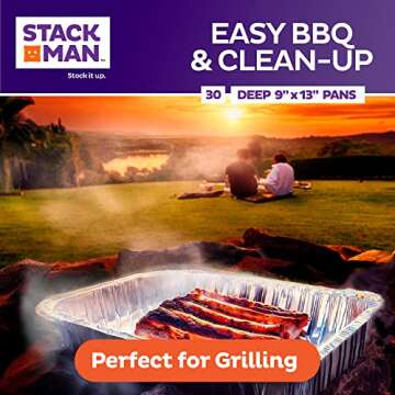 Aluminum Pans 9x13 Disposable Aluminum Foil Pans [30-Pack] Large Baking Pan Trays - Heavy Duty Tin Tray Half Size Chafing Dishes. Food Containers for Roasting, Cooking, Heating or Steam Table