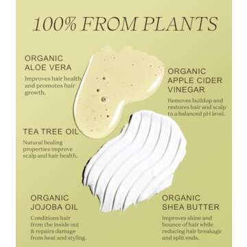 Ingreendients Non Toxic Vegan Shampoo and Conditioner with Organic Ingredients, Apple Cider Vinegar,...