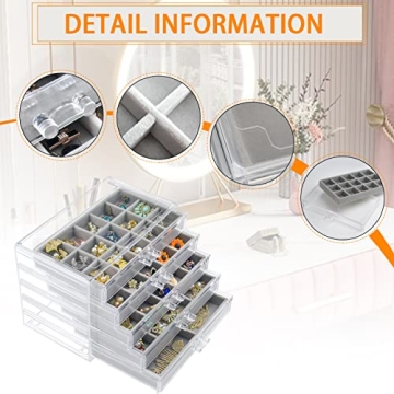 5-Drawer Watpot Acrylic Jewelry Box Organizer in Gray