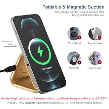 3 in 1 Foldable Wireless Charger, Ankilo Magnetic Fast Wireless Charging Pad, Compatible with iPhone 15/14/13/12 Series, Apple Watch, AirPods Pro(Adapter not Included)