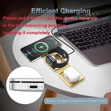 3 in 1 Foldable Wireless Charger, Ankilo Magnetic Fast Wireless Charging Pad, Compatible with iPhone 15/14/13/12 Series, Apple Watch, AirPods Pro(Adapter not Included)