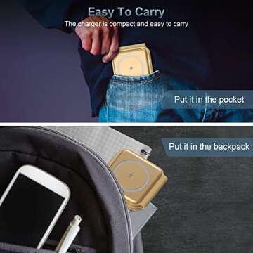 3 in 1 Foldable Wireless Charger, Ankilo Magnetic Fast Wireless Charging Pad, Compatible with iPhone 15/14/13/12 Series, Apple Watch, AirPods Pro(Adapter not Included)