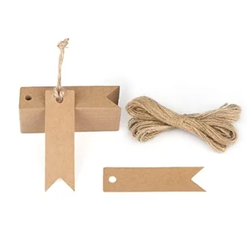 G2PLUS 100PCS Mini Kraft Paper Gift Tags with String - Perfect for Weddings and Crafts