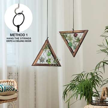 J JACKCUBE DESIGN Air Plant Triangle Frame Hanging Airplant Holder, Rustic Wood Tillandsia, Succulen...