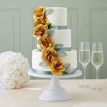 Bright Creations 50 Pack Gold Roses - Stemless Faux Silk Blooms for Weddings, Cake Decorating & Bouquets - 3 Inch Gold Artificial Roses Bulk