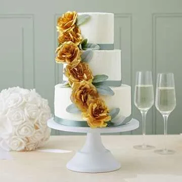 Bright Creations 50 Pack Gold Roses - Stemless Faux Silk Blooms for Weddings, Cake Decorating & Bouquets - 3 Inch Gold Artificial Roses Bulk