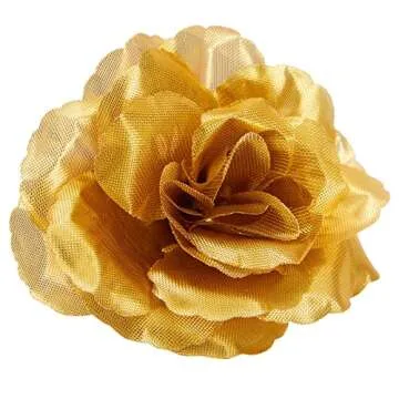 Bright Creations 50 Pack Gold Roses - Stemless Faux Silk Blooms for Weddings, Cake Decorating & Bouquets - 3 Inch Gold Artificial Roses Bulk