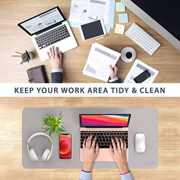 AFRITEE Desk Pad Desk Protector Mat - Dual Side PU Leather Desk Mat Large Mouse Pad, Writing Mat Wat...