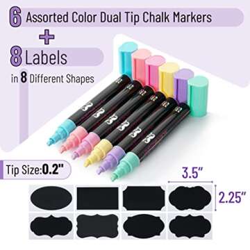Mr. Pen- Chalk Markers, 6 Pack, Dual Tip, Pastel Colors, 8 Labels, Chalkboard Markers, Liquid Chalk ...