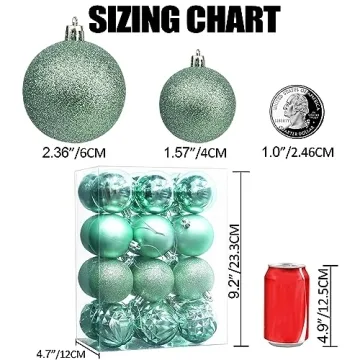 Lulu Home Christmas Ball Ornaments - 24 Durable Ornaments for All Occasions