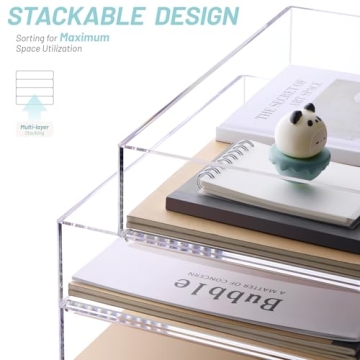 SANRUI 4-Tier Acrylic Stackable Letter Tray Desk Organizer