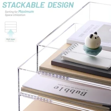 SANRUI 4-Tier Acrylic Stackable Letter Tray Desk Organizer