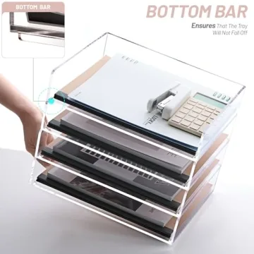 SANRUI 4-Tier Acrylic Stackable Letter Tray Desk Organizer