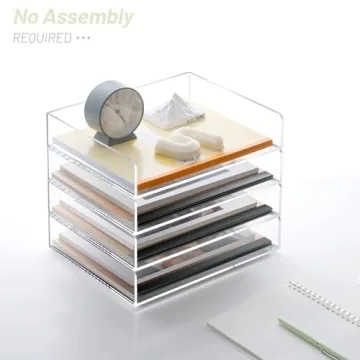 SANRUI 4-Tier Acrylic Stackable Letter Tray Desk Organizer