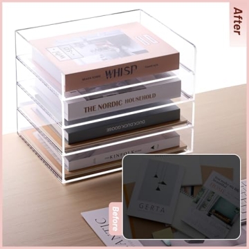 SANRUI 4-Tier Acrylic Stackable Letter Tray Desk Organizer