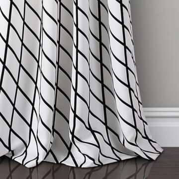 Lush Decor Feather Arrow Geo Room-Darkening Window Curtain Set (95" x 52"), 95 in x 52 in, White & Black