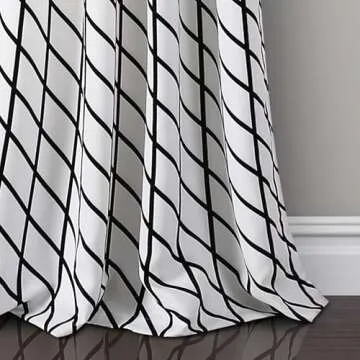 Lush Decor Feather Arrow Geo Room-Darkening Window Curtain Set (95" x 52"), 95 in x 52 in, White & Black