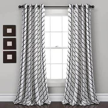 Lush Decor Feather Arrow Geo Room-Darkening Window Curtain Set (95" x 52"), 95 in x 52 in, White & Black