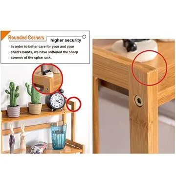 HYNAWIN Bamboo Spice Rack Storage Shelves-3 Tier Standing Pantry Shelf for Kitchen Counter Storage,Bathroom Countertop Storage Organizer Desk Bookshelf with Adjustable Shelf Cabinet
