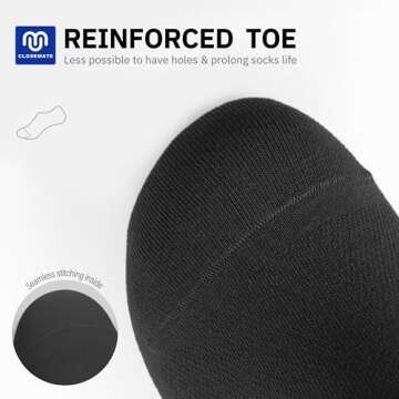 CLOSEMATE Mens No Show Socks - Cotton Low Cut Ankle Socks with Non Slip Grips