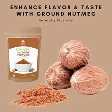 SPICY ORGANIC Ceylon Organic Nutmeg Powder (16 oz Pack)– Certified USDA Organic - Fresh Ground Nutmeg Spice for Baking, Cooking, Spices and Seasoning