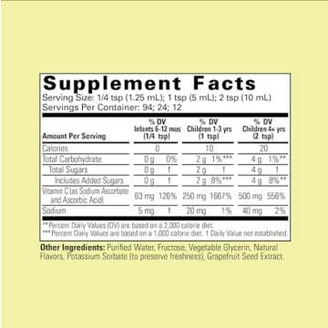 CHILDLIFE ESSENTIALS Liquid Vitamin C - Vitamin C Liquid for Kids, Toddlers, & Babies, Pure Vitamin C Supplement, Immune System Support, Natural Orange Flavor, 4 Fl Oz (Pack of 1)