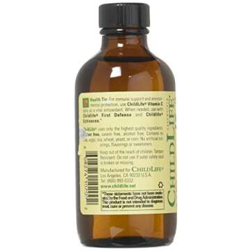 CHILDLIFE ESSENTIALS Liquid Vitamin C - Vitamin C Liquid for Kids, Toddlers, & Babies, Pure Vitamin C Supplement, Immune System Support, Natural Orange Flavor, 4 Fl Oz (Pack of 1)