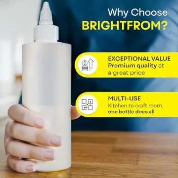 BRIGHTFROM Condiment Squeeze Bottles, 16 OZ Empty Squirt Bottle with Twist Top Cap, Leak Proof - Great for Ketchup, Mustard, Syrup, Sauces, Dressing, Oil, Arts and Crafts, BPA FREE Plastic - 2 PACK