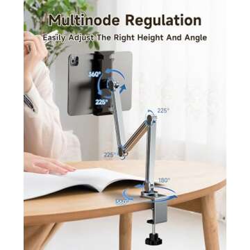 YICOSUN Adjustable Desk Mount - Super Grip Tablet Arm Holder - 360° Rotatable Stand for iPad Pro, T...